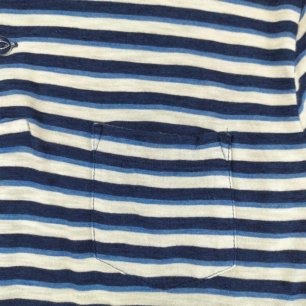 Polo Ralph Lauren Mens Large Blue White‎ Striped Short Sleeve Pocket Polo Shirt